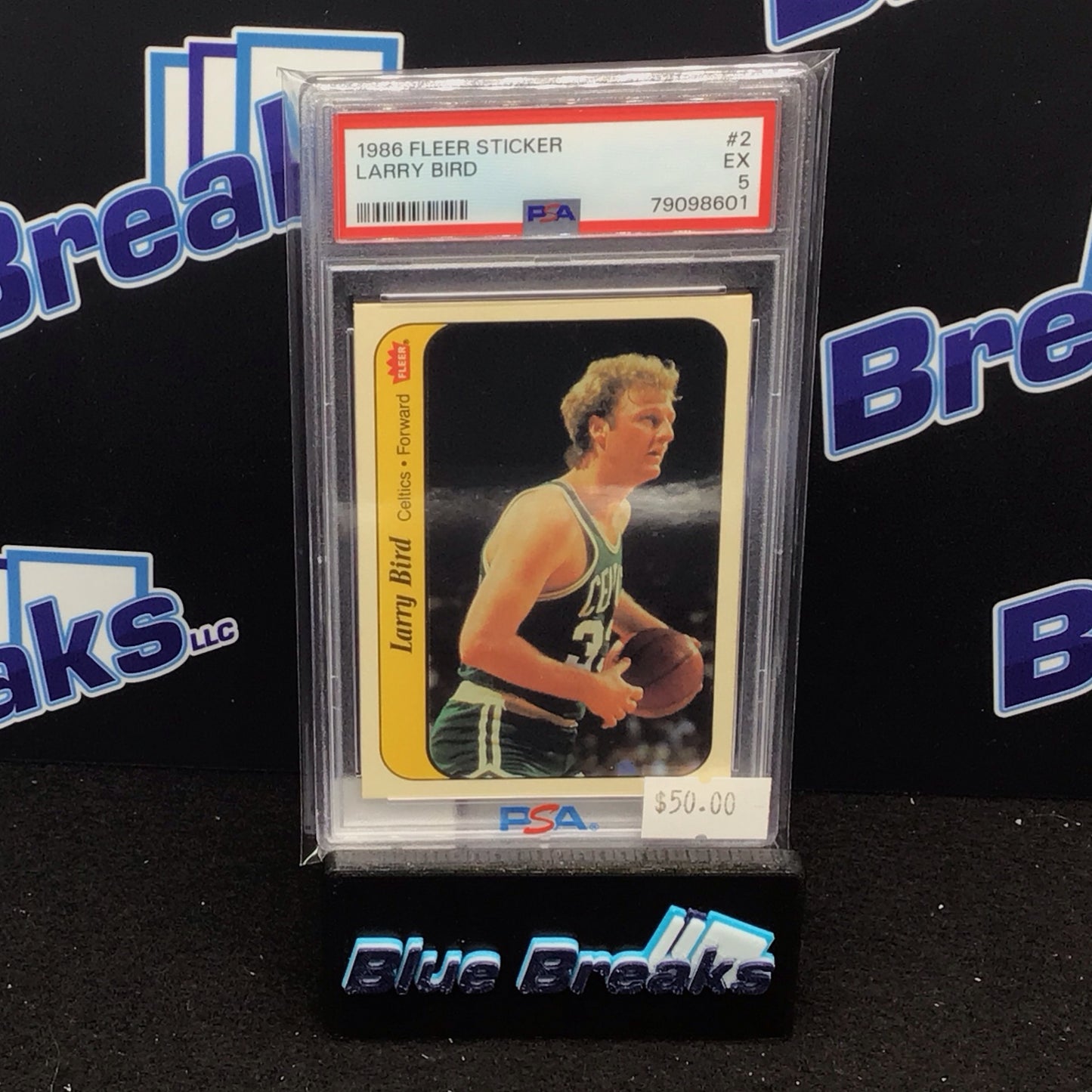 1986 Fleer Larry Bird Sticker #2 PSA 5 Celtics
