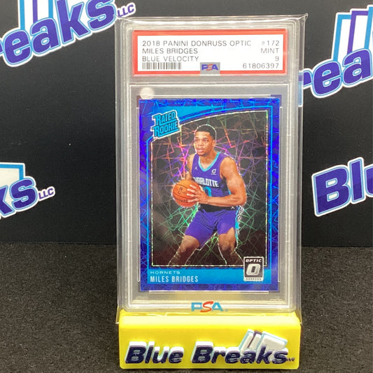 2018 Panini Donruss Optic Miles Bridges Blue Velocity PSA 9