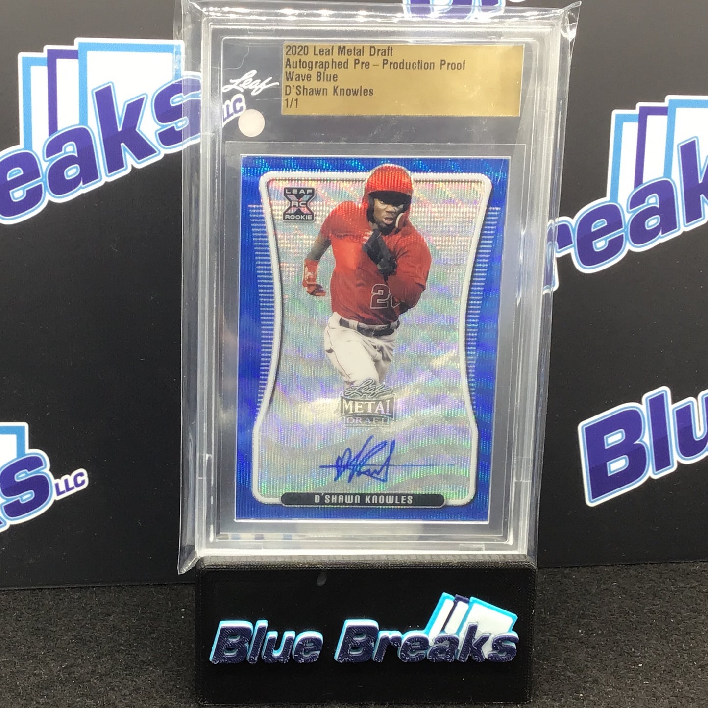 2020 Leaf Metal Draft - D'Shawn Knowles - Autographed Pre Production proof - Wave Blue - 1/1