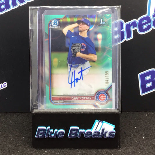 2022 Bowman Chrome 1st Bowman aqua Cade Horton auto 184/199 #CDA-CHN Cubs
