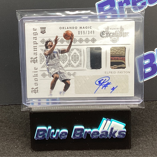 2014-15 Panini Excalibur Rookie Rampage Elfrid Payton auto dual relic 099/349 RC #25 Magic