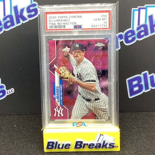 2020 Topps Chrome Pink Refractor DJ LeMahieu PSA Gem MT 10 55