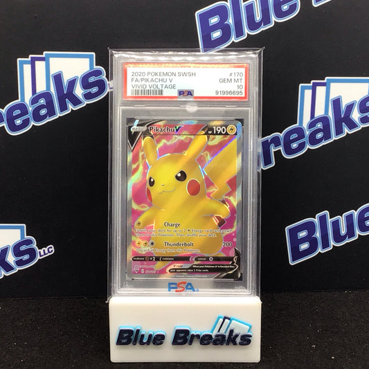 2020 Pokémon Sword & Shield Vivd Voltage Full Art Pikachu V #170 PSA 10