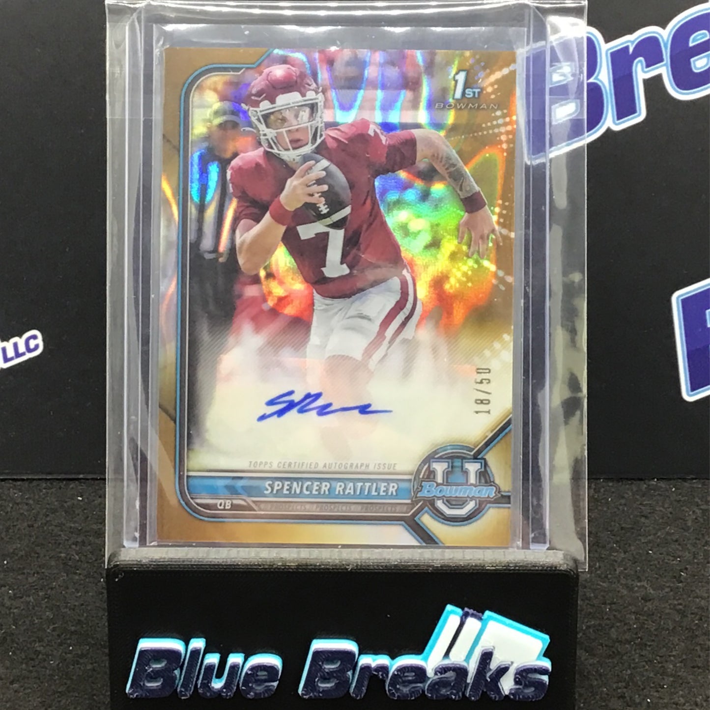 SPENCER RATTLER Rookie Auto 2022 Bowman U Gold Lava Refractor SP /50 RC