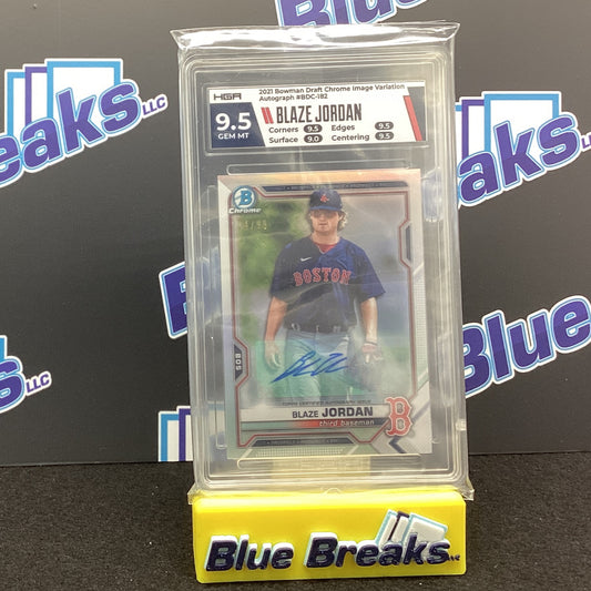 2021 Bowman Draft Chrome Image Variation autograph - Blaze Jordan 74/99 - HGA 9.5 - Red Sox