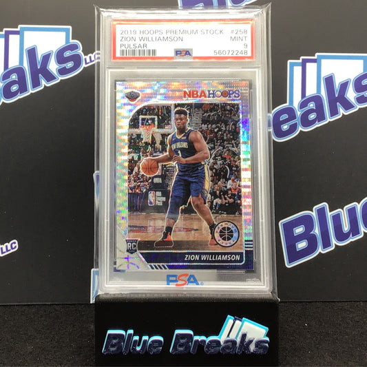 2019 NBA Hoops Premium Stock Pulsar Zion Williamson #258 PSA 9 Pelicans