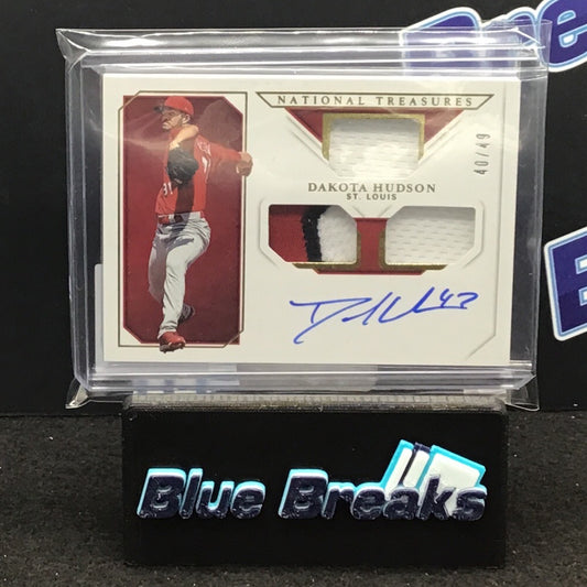 2019 Panini National Treasures Dakota Hudson triple relic auto 40/49 #RTM-DH Cardinals