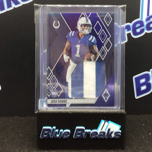 2023 Panini Phoenix Blue Prime Josh Downs relic 21/25 RC #RJM-JD Colts
