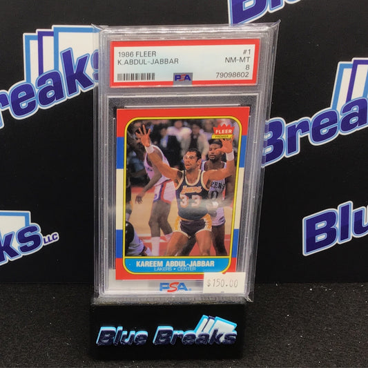 1986 Fleer Kareem Abdul-Jabbar #1 PSA 8 Lakers