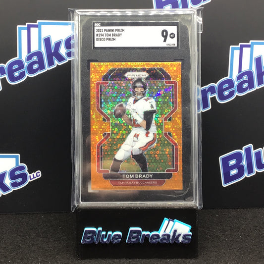 2021 Panini Prizm - Tom Brady #294 - Disco Prizm - Orange - Tampa Bay Buccaneers - SGC 9