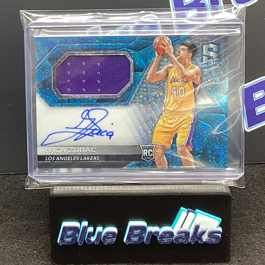 2016-17 Panini Spectra Blue Disco Ivica Zubac relic auto 07/99 RC #117 Lakers