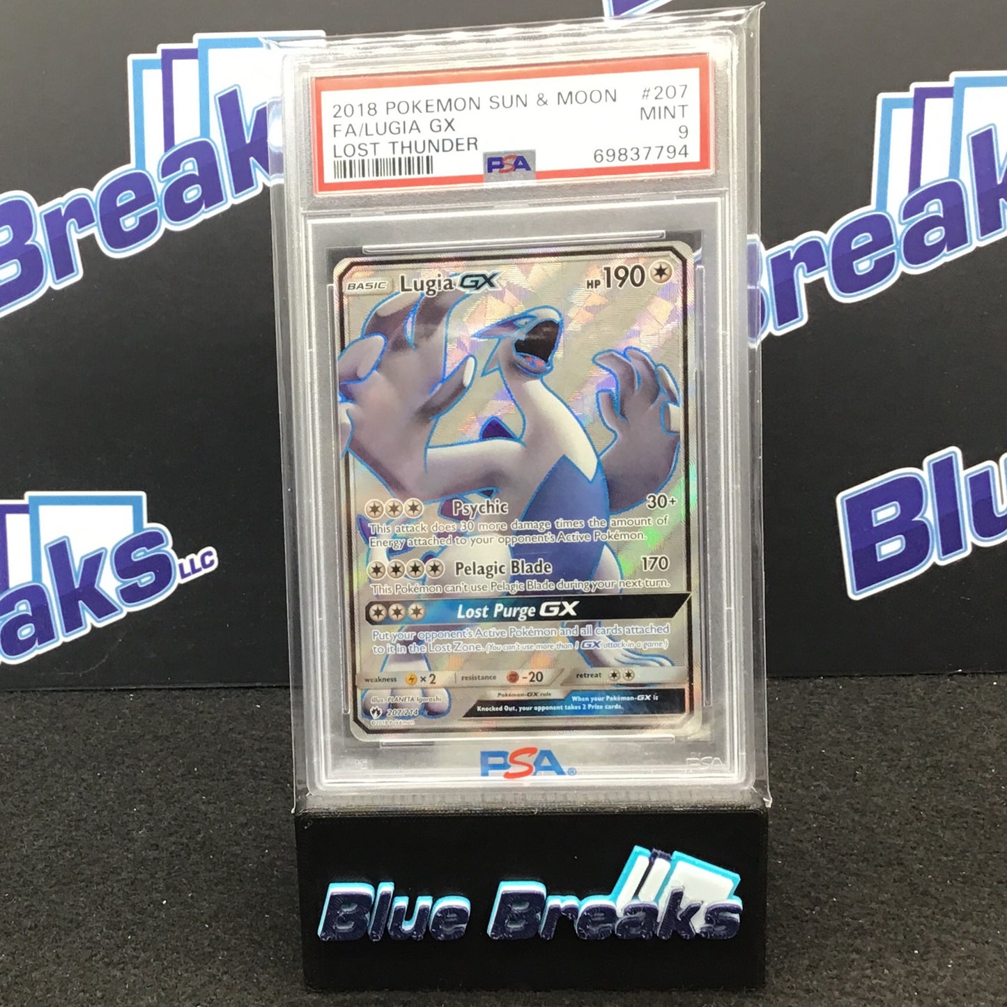 2018 Pokémon Sun & Moon - Full Art - Lugia GX - Lost Thunder - PSA 9