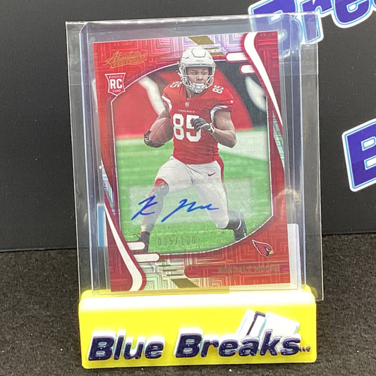 2021 Panini Absolute Red Squares Rondale Moore auto 095/100 RC #116 Cardinals