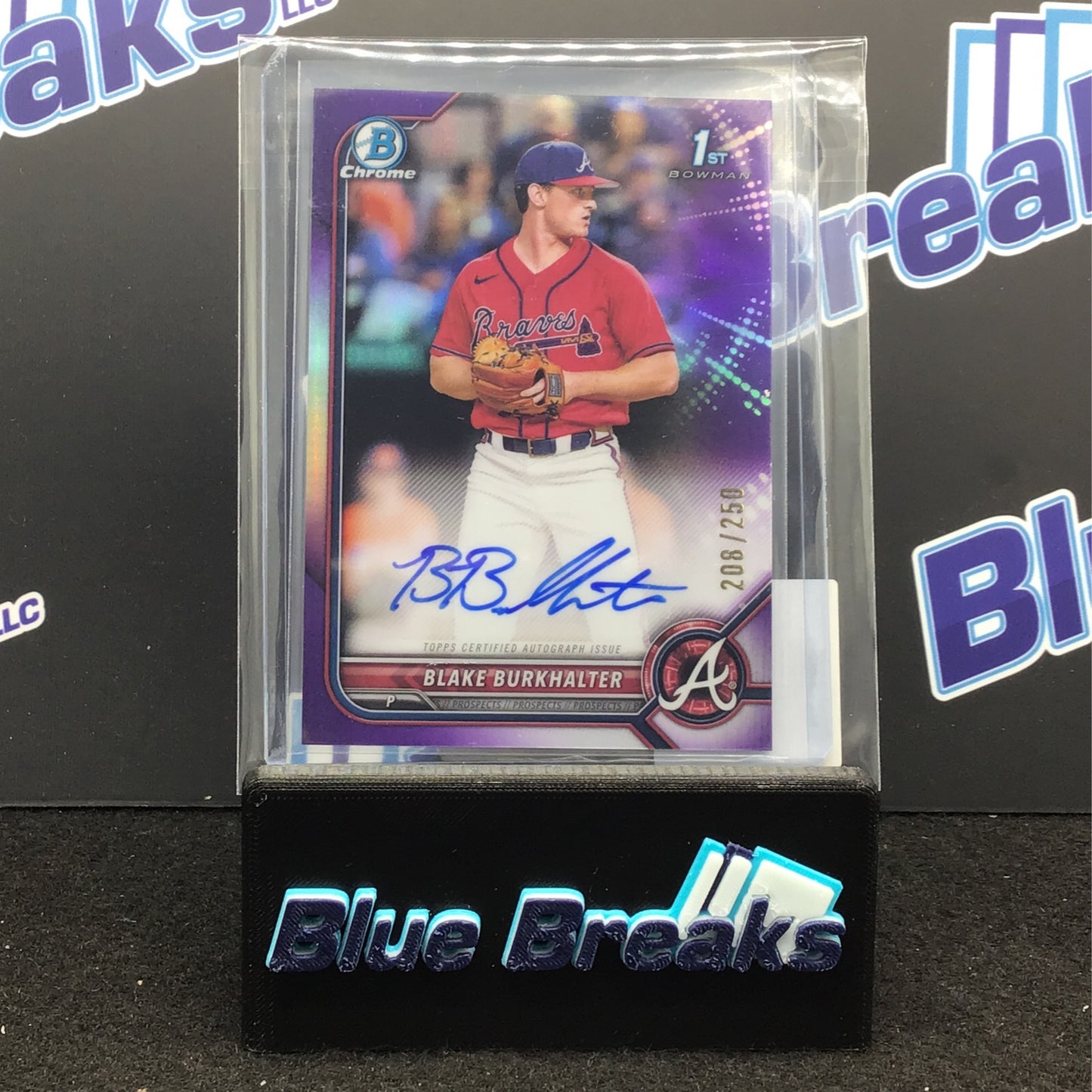 2022 Bowman Chrome 1st Bowman True Purple Blake Burkhalter 208/250 #CDA-BBR Braves