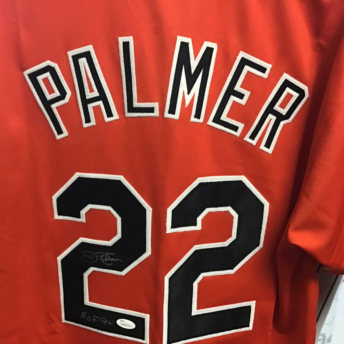 Jim Palmer orange Orioles autographed jersey JSA WP860103