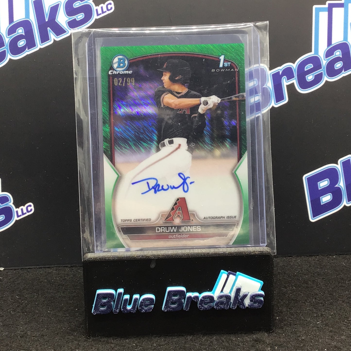2023 - Topps Bowman Chrome - Druw Jones - 2/99 - Green Grass - Auto - Arizona Diamondbacks - 1st Bowman