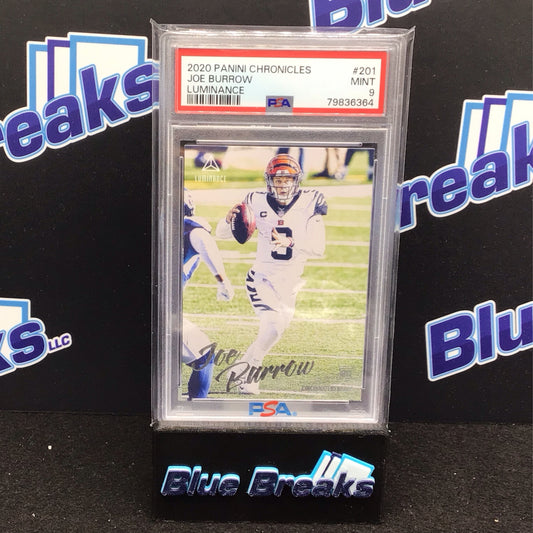 2020 Panini Chronicles Luminance Joe Burrow #201 PSA 9 Bengals