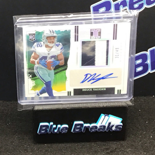 2023 Panini Impeccable Deuce Vaughn relic auto 31/49 RC #RPA-DV Cowboys