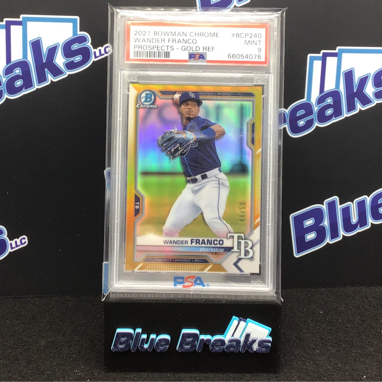 2021 Bowman Chrome Prospects Gold Refractor Wander Franco 46/50 #BCP-240 PSA 9 Rays