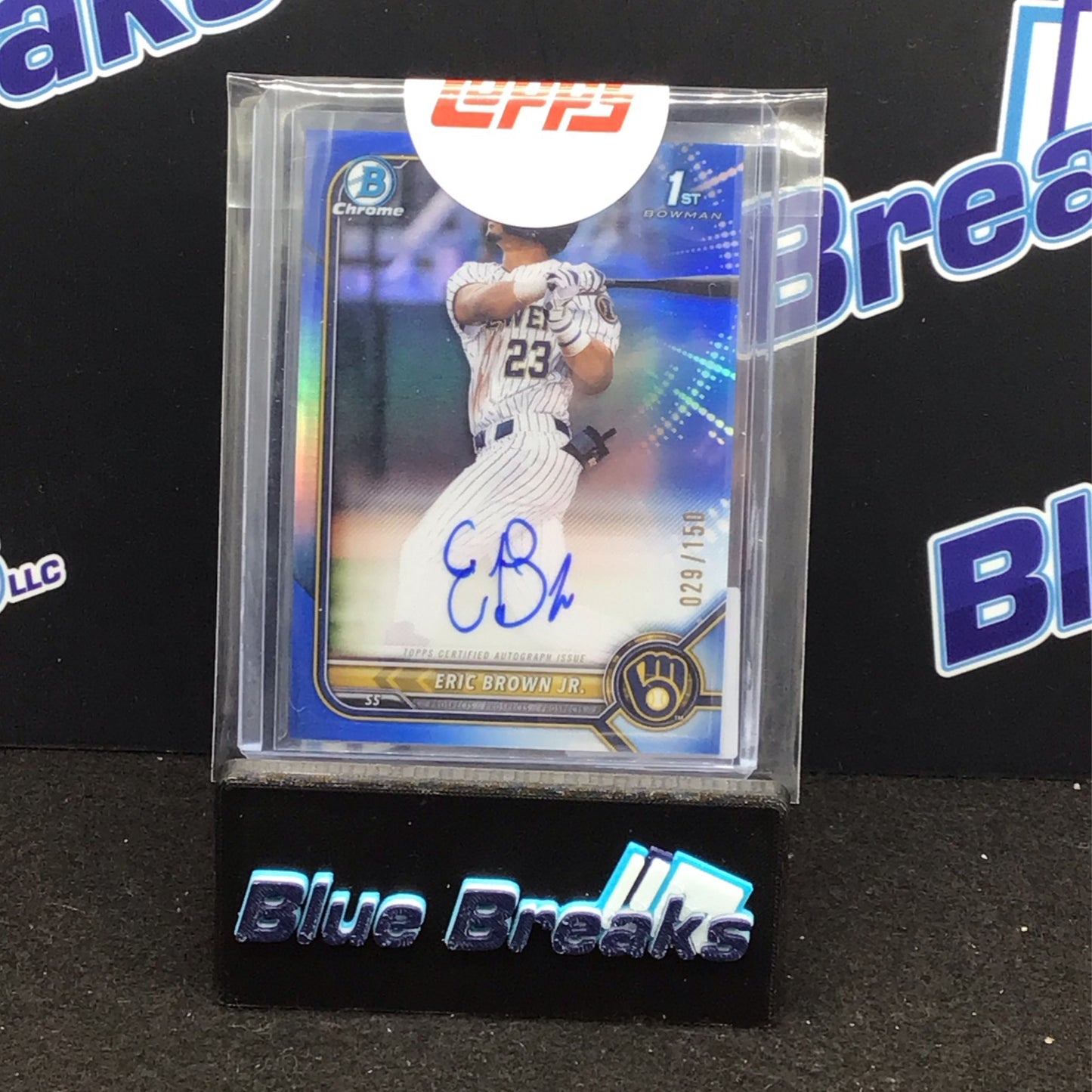 2022 Bowman Chrome 1st Bowman blue Eric Brown Jr auto 029/150 #CDA-EB Brewers