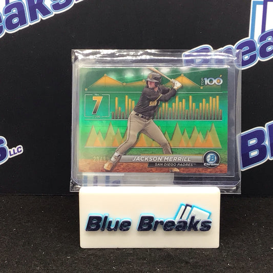 2024 Bowman Chrome Top Prospects Refractor Jackson Merrill 23/99 #BTP-7 - San Diego Padres