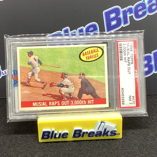 1959 Topps Musial Raps Out 3000th Hit PSA NM7