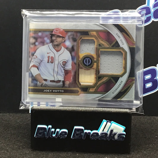 2023 Topps Tribute Triple Relic Joey Votto 04/75 #TR-JV Reds
