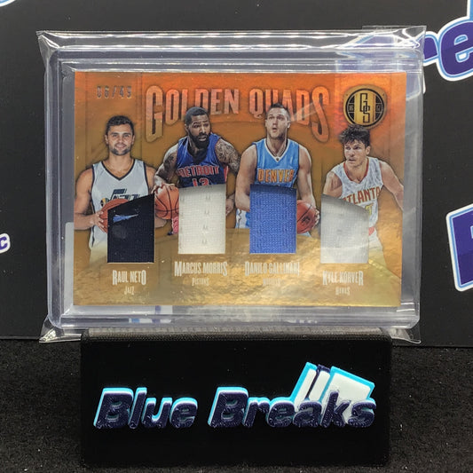 2016-17 Panini Gold Standard Golden Quads Neto Morris Gallinari Korver quad relic 06/49 #22 Jazz Pistons Nuggests Hawks