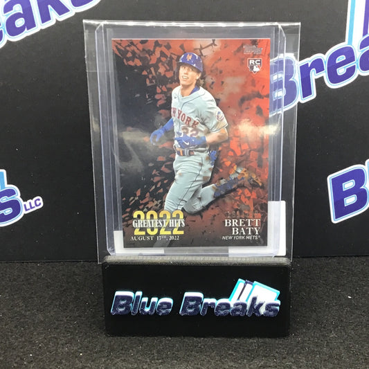 2023 Topps Series One 2022 Greatest Hits Black Brett Baty 161/299 #22GH-3 Mets
