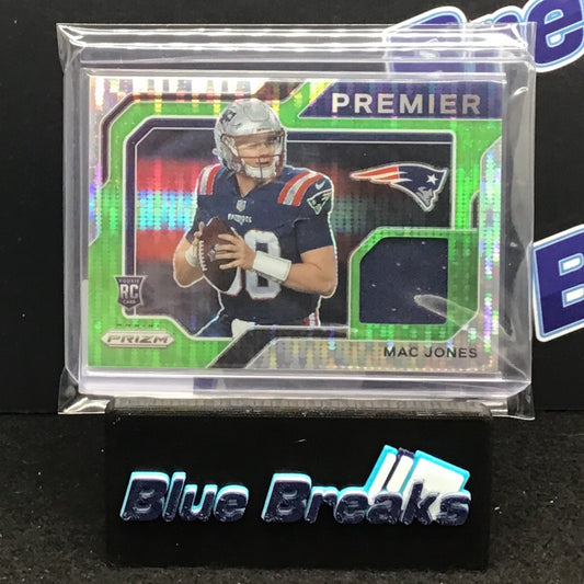 2021 Panini Prizm Premier Neon Green Pulsar Mac Jones relic #PJ-6 Patriots