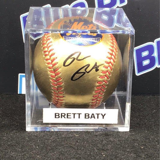 Brett Baty autographed gold Mets baseball Fanatics COA