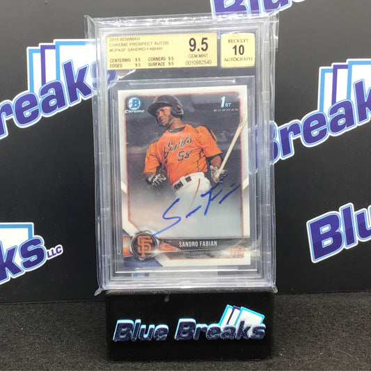 2018 Bowman - Sandro Fabian - Chrome Prospect Auto - San Francisco Giants - Beckett 9.5