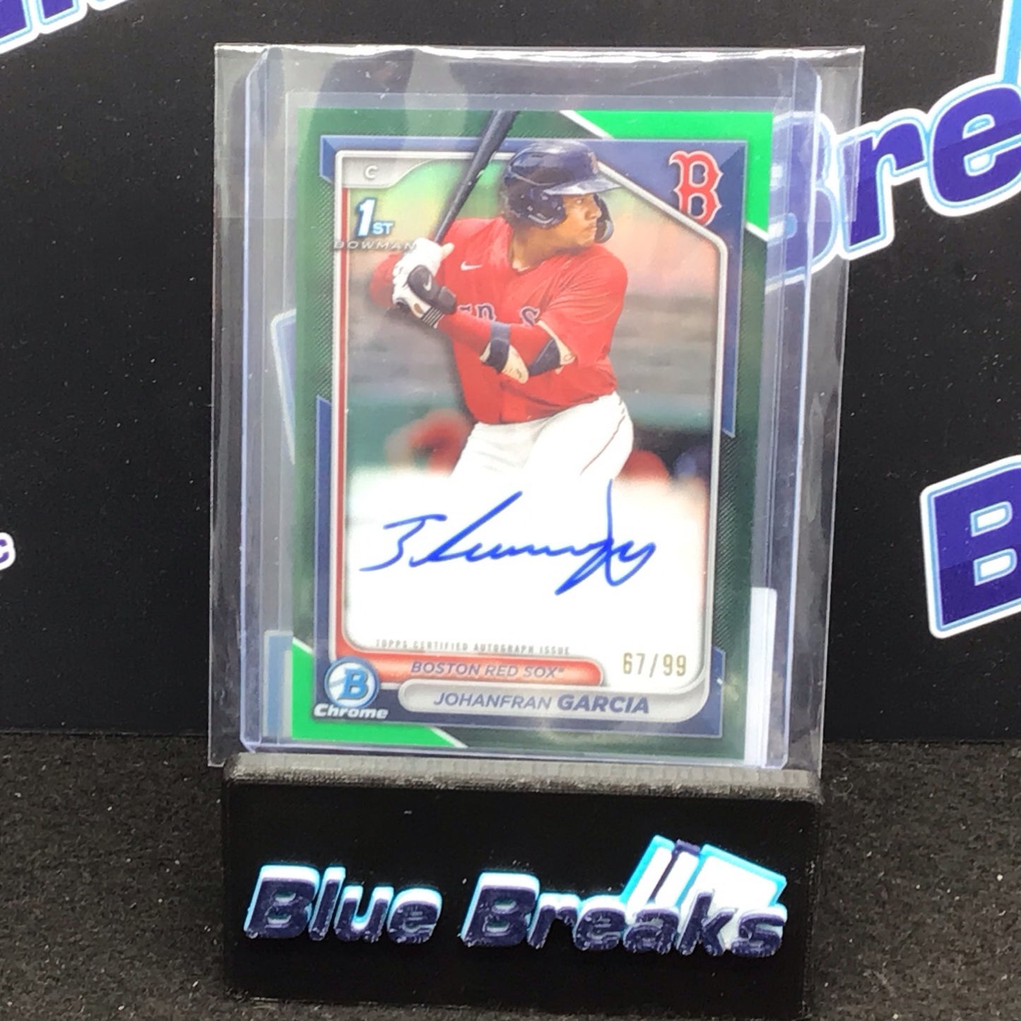 2024 Bowman Chrome Prospects 1st Bowman Green Refractor Johanfran Garcia Autograph 67/99 #CPA-JG Red Sox
