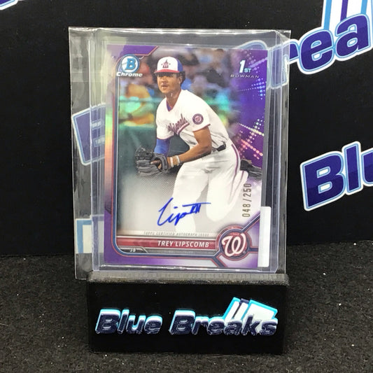 2022 Bowman Chrome 1st Bowman purple Trey Lipscomb auto 048/250 #CDA-TLB Nationals