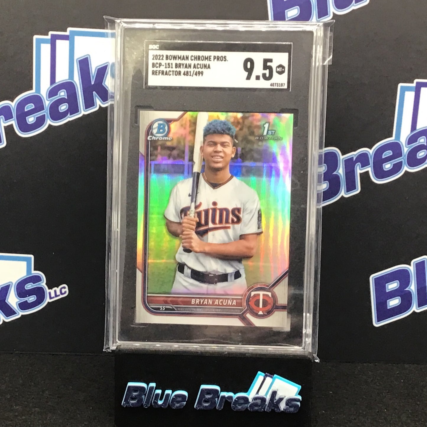 2022 Bowman Chrome Prospects Refractor Bryan Acuna 481/499 #BCP-151 SGC 9.5 Twins