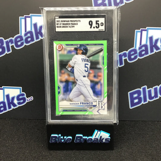 2021 Bowman Prospects Neon Green Wander Franco 74/399 #BP-57 SGC 9.5 Rays