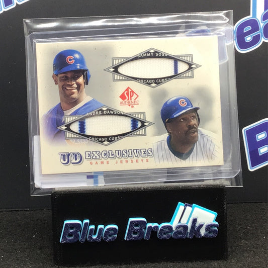 2001 UD Exclusives Jerseys Sosa Dawson