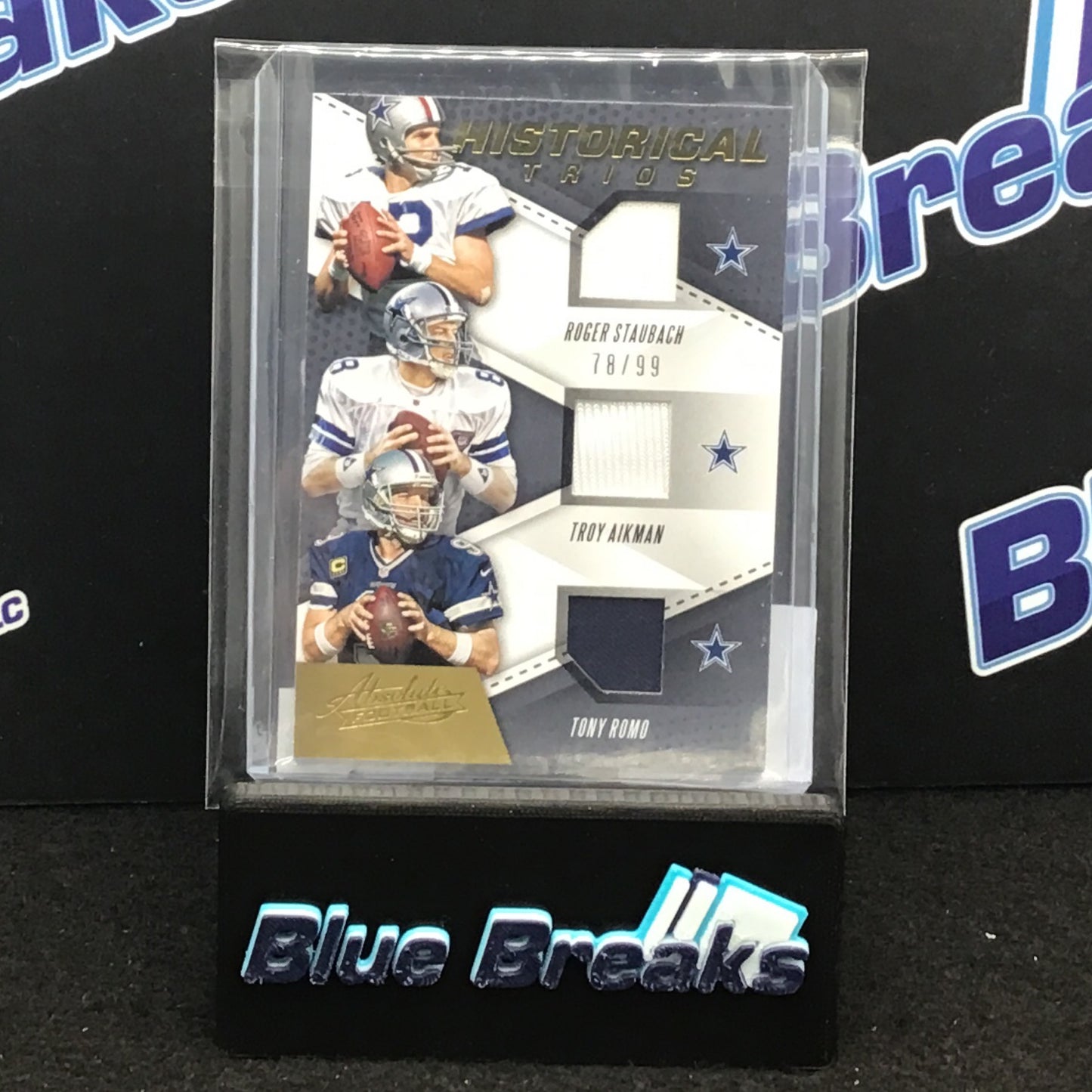 2017 Panini Absolute Historical Trops Staubach Aikman Romo triple relic 78/99 #10 Cowboys