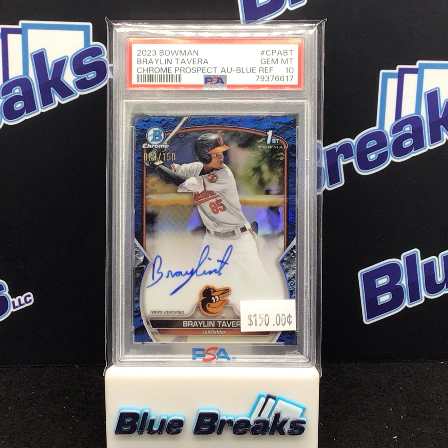 2023 Bowman Chrome Prospect Blue Lunar Crater Braylon Tavera auto 083/150 #CPA-BT Orioles