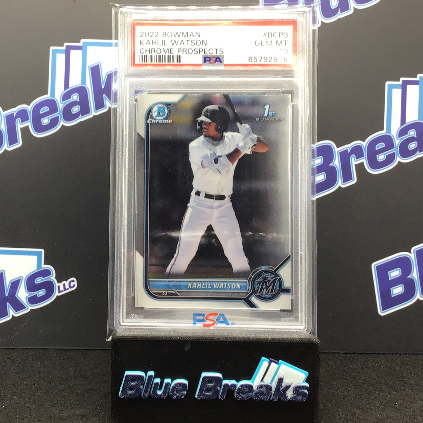 2022 Bowman - Kahlil Watson - Chrome Prospects - #BCP3 - PSA 10 - Miami Marlins