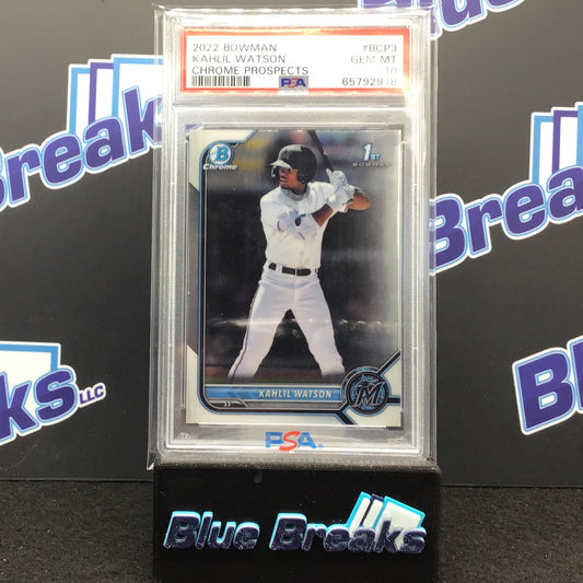2022 Bowman - Kahlil Watson - Chrome Prospects - #BCP3 - PSA 10 - Miami Marlins