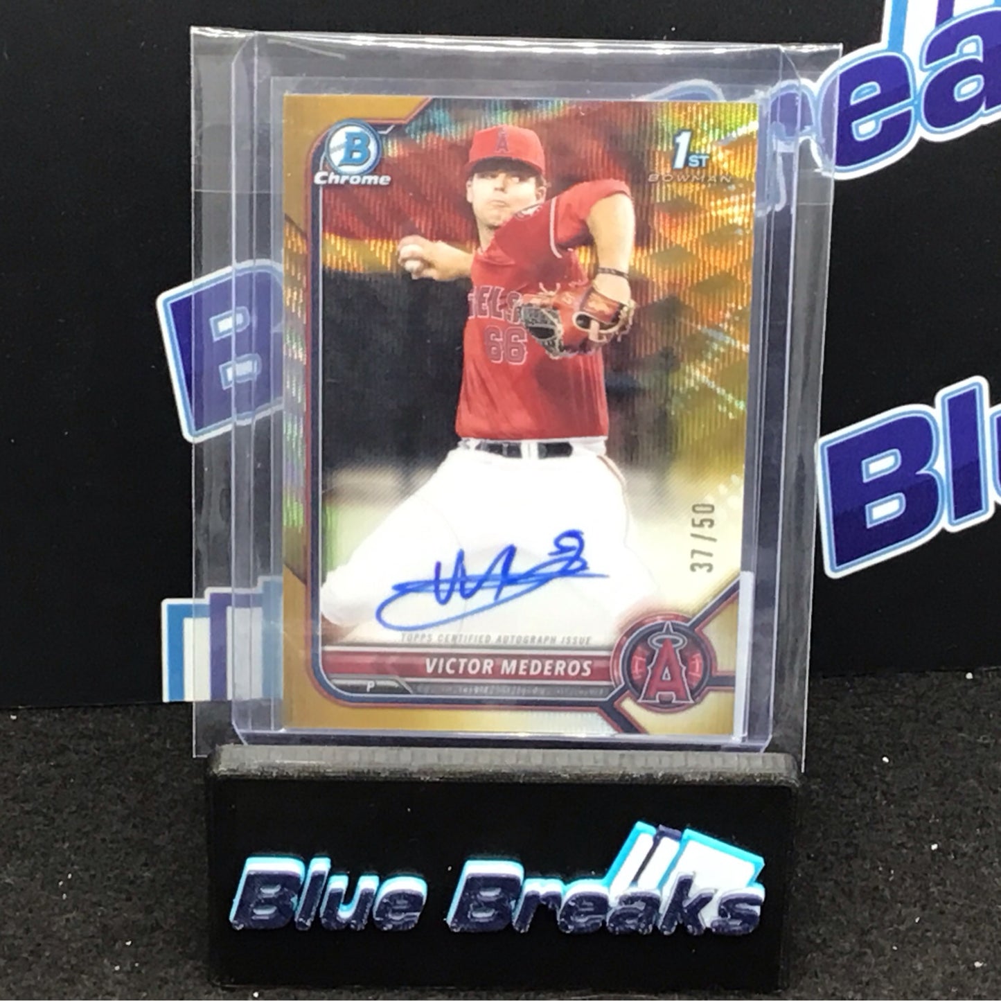 2022 Bowman Chrome 1st Bowman gold wave Victor Mederos auto 37/50 #CDA-VM Angels