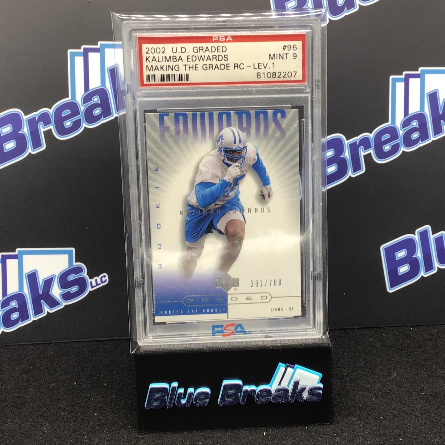 2002 Upper Deck Graded - Kalimba Edwards - Making the Grade - PSA 9 - Detroit Lions