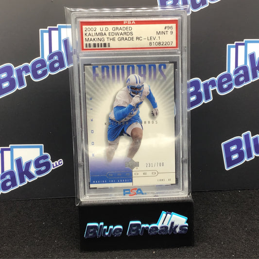 2002 Upper Deck Graded - Kalimba Edwards - Making the Grade - PSA 9 - Detroit Lions