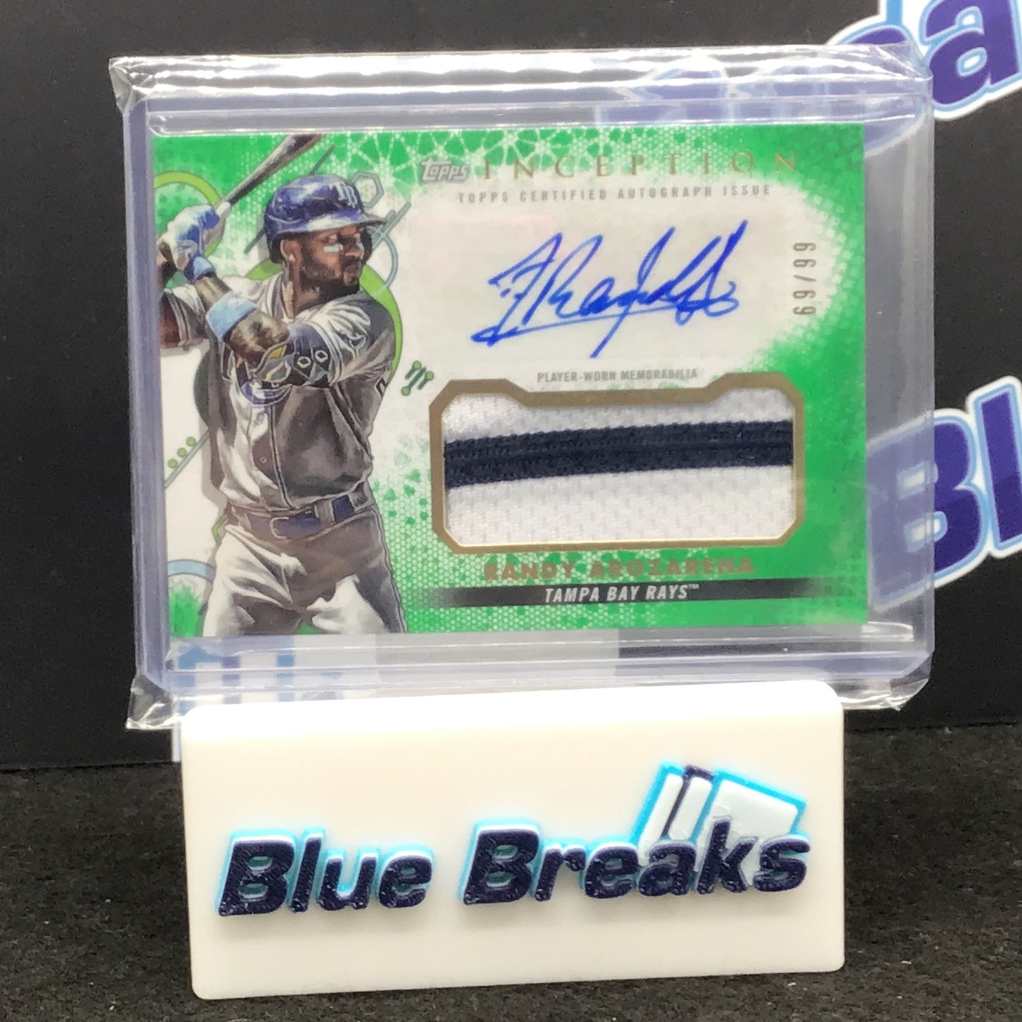 2022 Topps - Inception - Randy Arozarena -- Green - 69/99 - Auto - Tampa Bay Rays