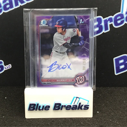 2022 Bowman Chrome 1st Bowman purple Brenner Cox auto 201/250 #CDA-BC Nationals