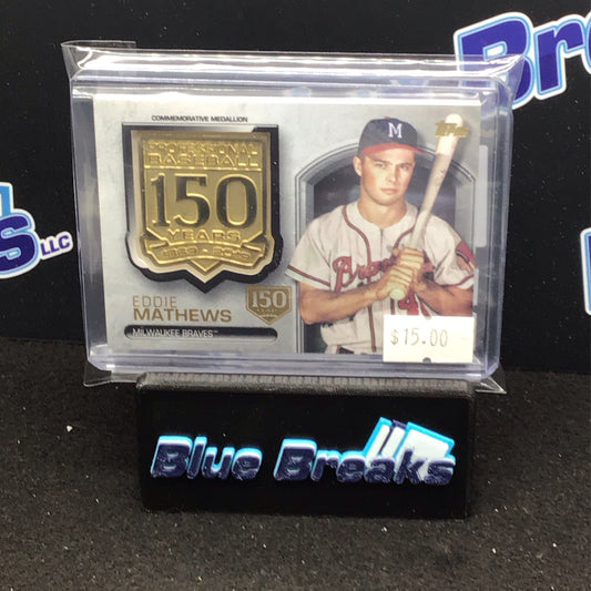 2019 Topps Series Two Eddie Mathews 150th Anniversary Commemorative Medallion 060/150 #AMM-EMA Braves