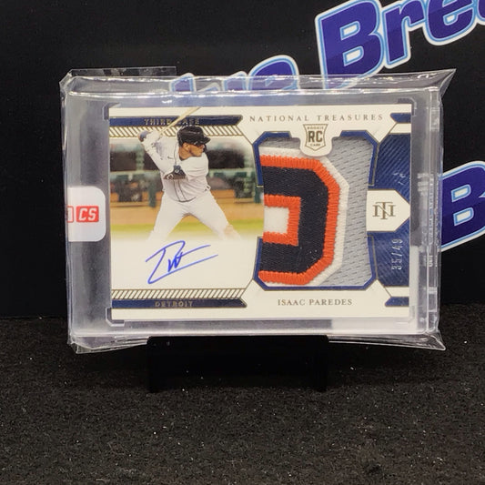 2021 Panini National Treasures Isaac Paredes relic auto 35/49 #193 Tigers