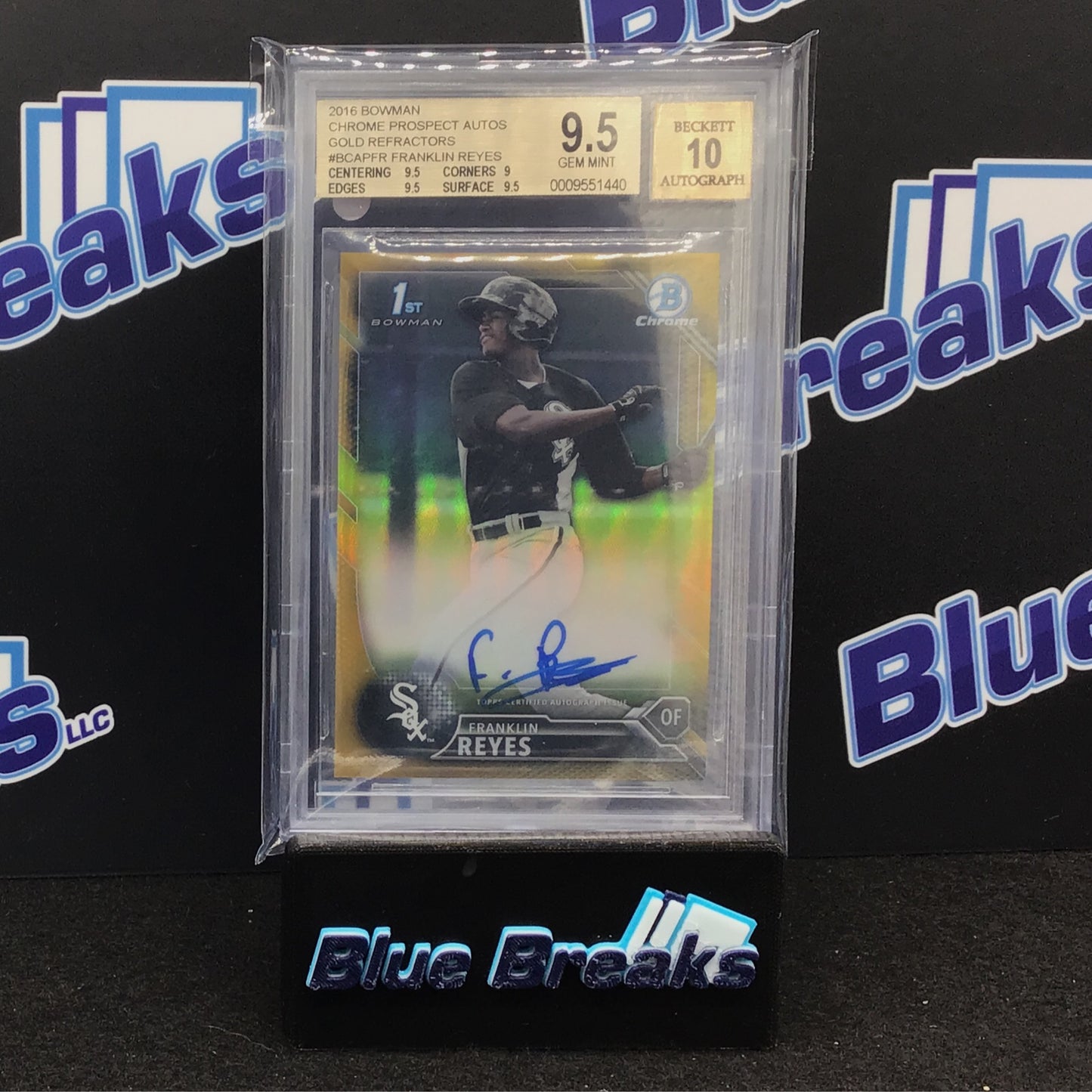 2016 Bowman - Franklin Reyes - Chrome Prospect Autos - Gold Refractors - Chicago White Sox - 16/50 - BGS 9.5