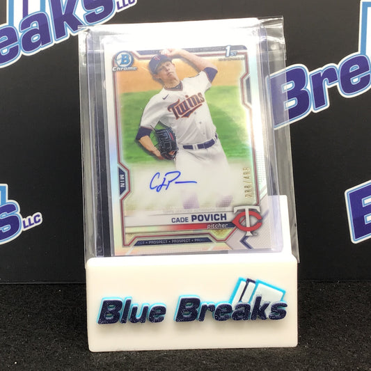 2021 Bowman Chrome Refractor Cade Povich auto 288/499 #CDA-CPO Twins